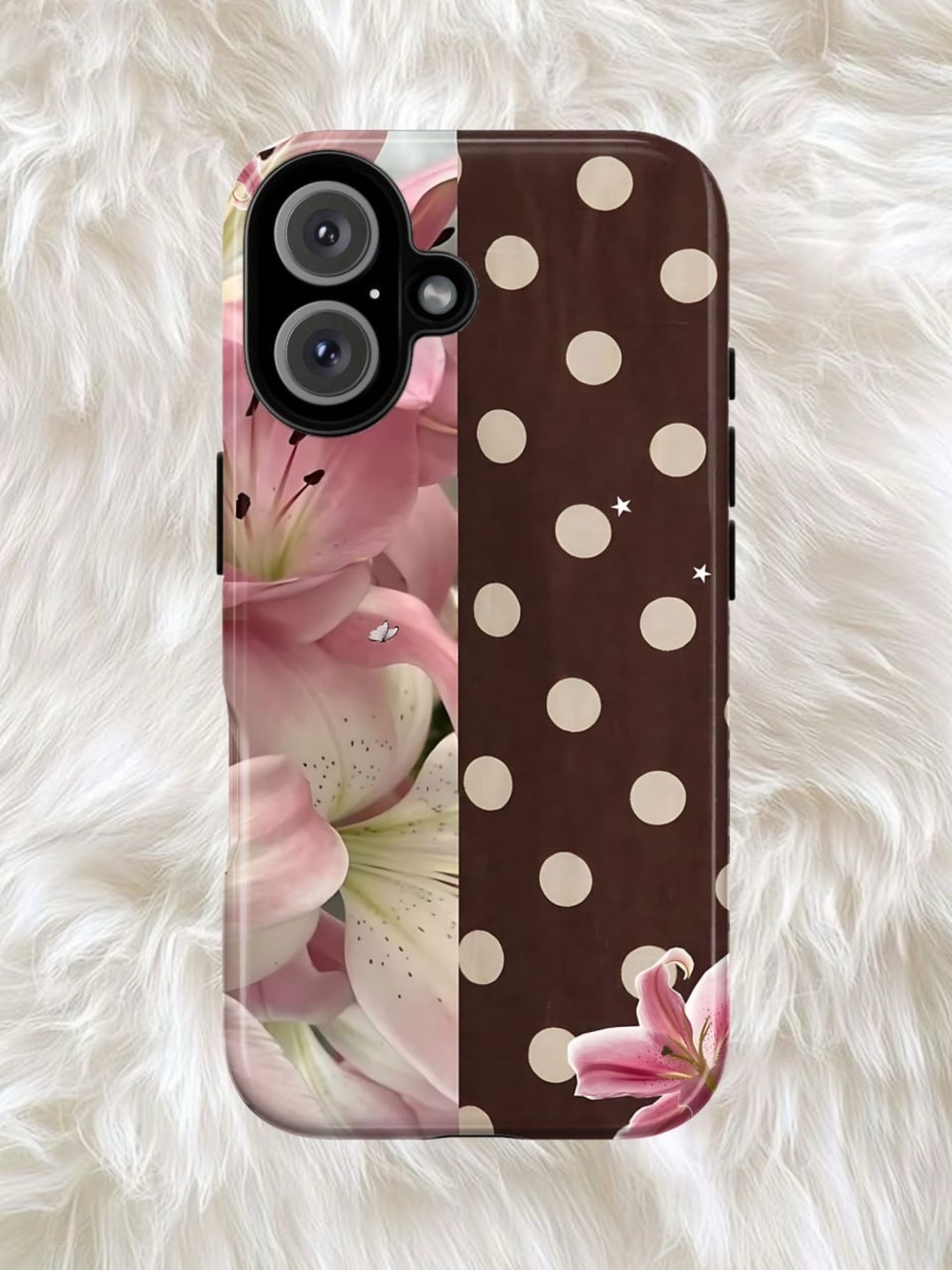 Floral Pink Polka Dot Protective Phone Case